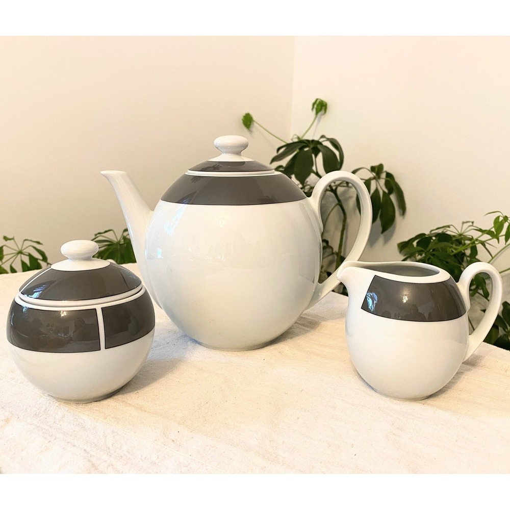 Block Ionia Greece Kaleidoscope Tea Pot,Grey and White
